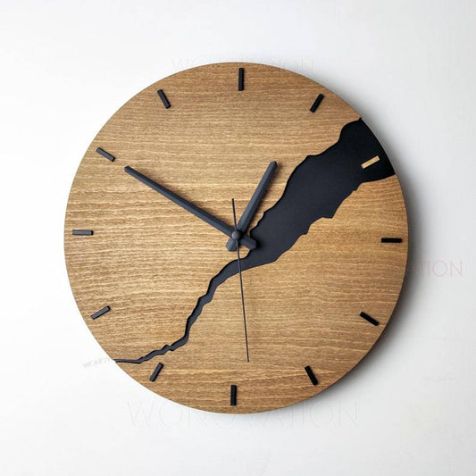 Modern Home Creative Crack Simple Wooden Wall Clock